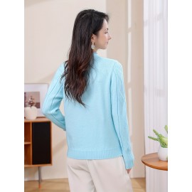 [Soft Ribbed Sweater] Soft Women's Ribbed Pullover Sweater | Long Sleeve Top, Solid Color Casual Chic All-Season Comfort for Versatile Occasions, Everyday Fashion, Comfortable Fit