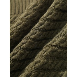 Women's High-Neck Ribbed Sweater - Olive Green Stretchy Long Sleeve Pullover, Loose Fit Textured Winter Top for Fall & Winter, Elegant Casual Chic Wardrobe Essential, Comfortable Fashion, Highneck Pullover, Soft Comfort