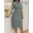 Women's Elegant Embroidered Lace Slim-Fit Midi Dress with Lace-Up Front & Short Sleeves - Machine Washable A-Line Silhouette for All-Season Wear, HRYY284