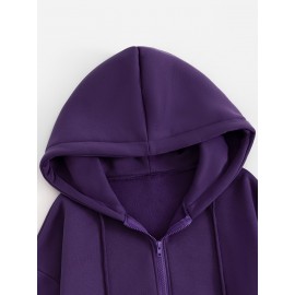 Women'S Casual Gray Hoodie with Double Bow Print - Long Sleeve, Zip-Up Pullover, All-Season Comfort, Casual Wear Hoodie|Casual Style Hoodie|Zippered Hoodie