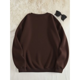 Women's Floral Print Crew Neck Sweatshirt - Pink with Multicolor Flower Design, All-Season Casual Pullover, Soft Machine-Washable Fabric, Cozy Everyday Sweater for Women (No Dry Clean)