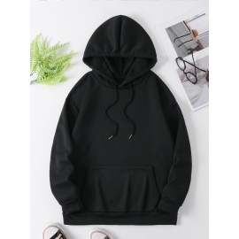 letter print hoodie, drawstring casual hooded sweatshirt for winter & fall, Women's clothing