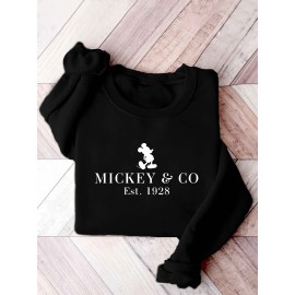 Women'S Mickey & Co. 1928 Graphic Sweatshirt - Cozy Crew Neck, Fall & Winter Casual Wear, Short Sleeve, Casual Attire | Graphic Sweatshirt | Casual Style, Mickey Mouse