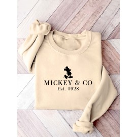 Women'S Mickey & Co. 1928 Graphic Sweatshirt - Cozy Crew Neck, Fall & Winter Casual Wear, Short Sleeve, Casual Attire | Graphic Sweatshirt | Casual Style, Mickey Mouse