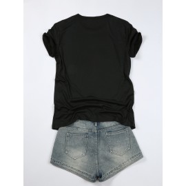 Disney Minnie Mouse 32nd Birthday T-Shirt - Black Casual Short Sleeve Tee with Pink Bow & Red Accents, Lightweight Polyester, Perfect Gift for Disney Fans, Spring/Summer Wear, Disney Shirts