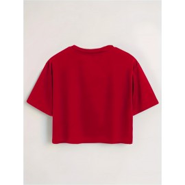 Women's Sexy Slim Fit Cropped T-Shirt - Dark Green joyful Face Tee, Machine Washable Casual Summer Top for Everyday Outfits & Parties, Ladies T Shirts, Weekend Fashion, Trendy Tee, Soft Texture, Short Sleeve Shirt, Fashion Lovers