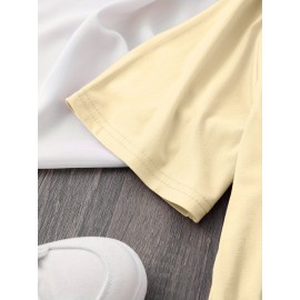 Women'S Y2K Graphic Tee - Cute Cartoon Character Design, 100% Polyester Casual Summer T-Shirt, Loose Fit, Easy Care, Vibrant Yellow with Black Outlines, Perfect for Casual Attire