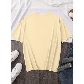 Women'S Y2K Graphic Tee - Cute Cartoon Character Design, 100% Polyester Casual Summer T-Shirt, Loose Fit, Easy Care, Vibrant Yellow with Black Outlines, Perfect for Casual Attire