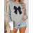 [Cute Butterfly] Plus Size Women's Black Butterfly Sweatshirt | Casual Long Sleeve Crew Neck Fall Winter Pullover, Machine Washable Polyester Top