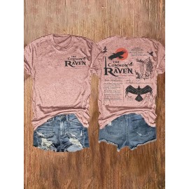 Casual Bird Lover's Printed Crew Neck T-Shirt - Women's Short Sleeve Top - Women's Clothing